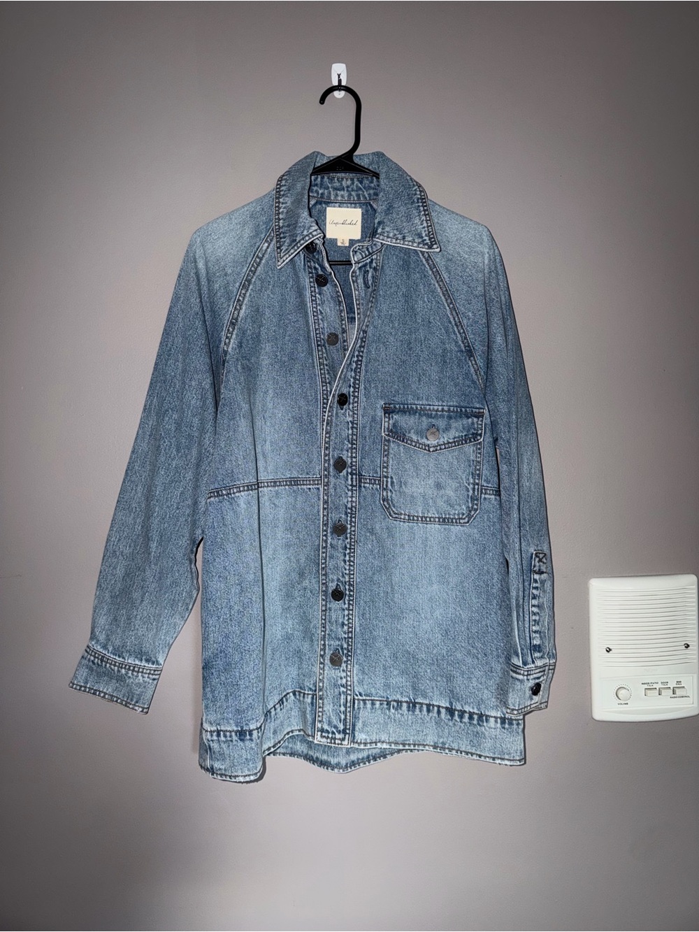 Washed Light Blue Denim Shacket - Unbranded